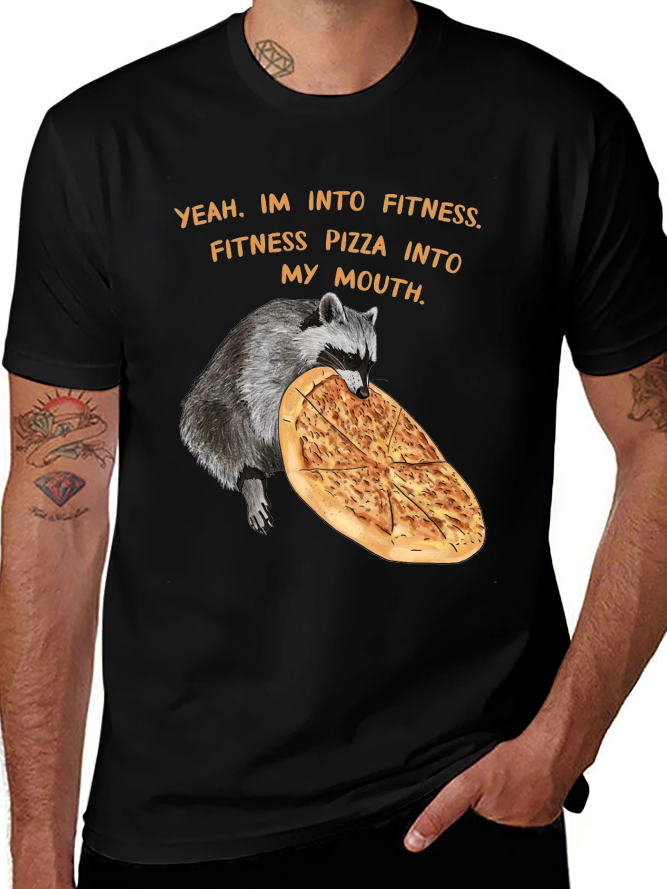 Fitness Pizza Funny Graphic T-Shirt
