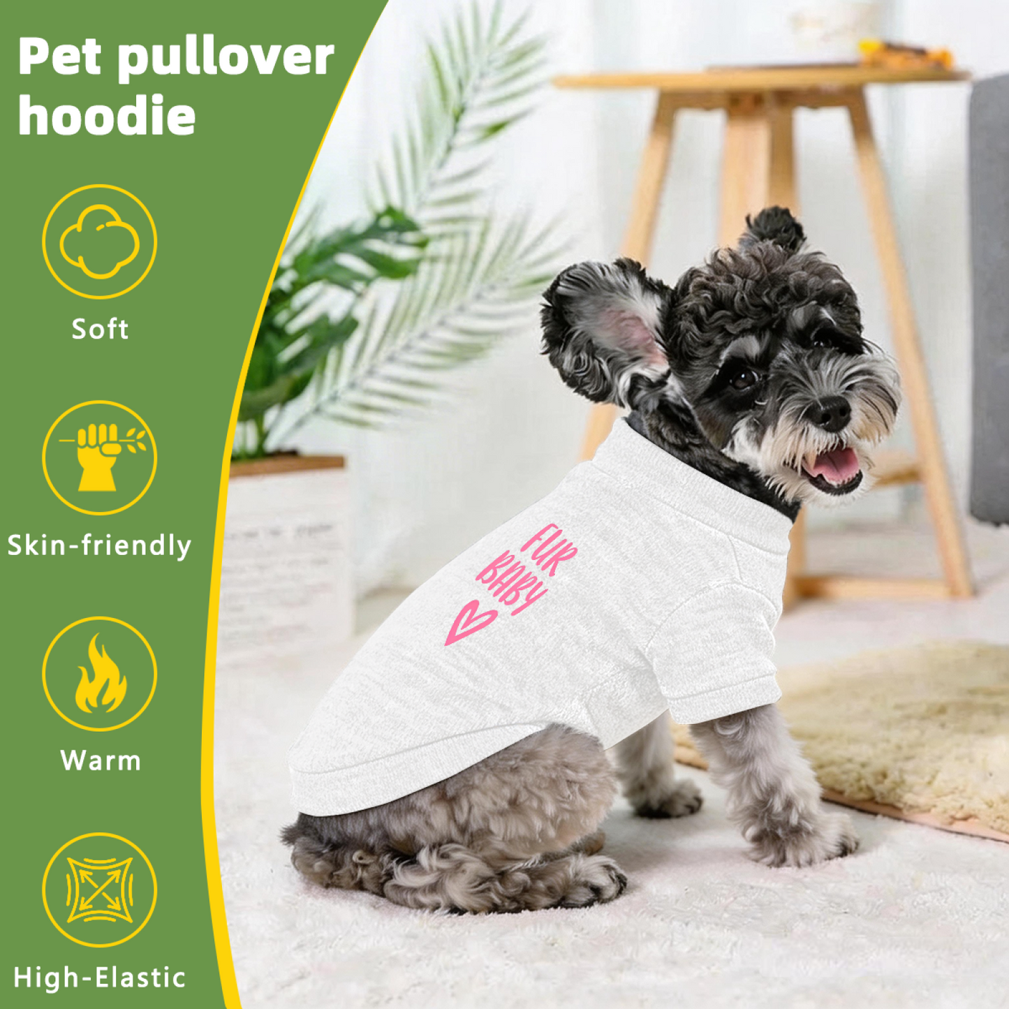 Fur Baby Pink Heart Print White Pet Sweater, Sweet Fur Kid Puppy Top