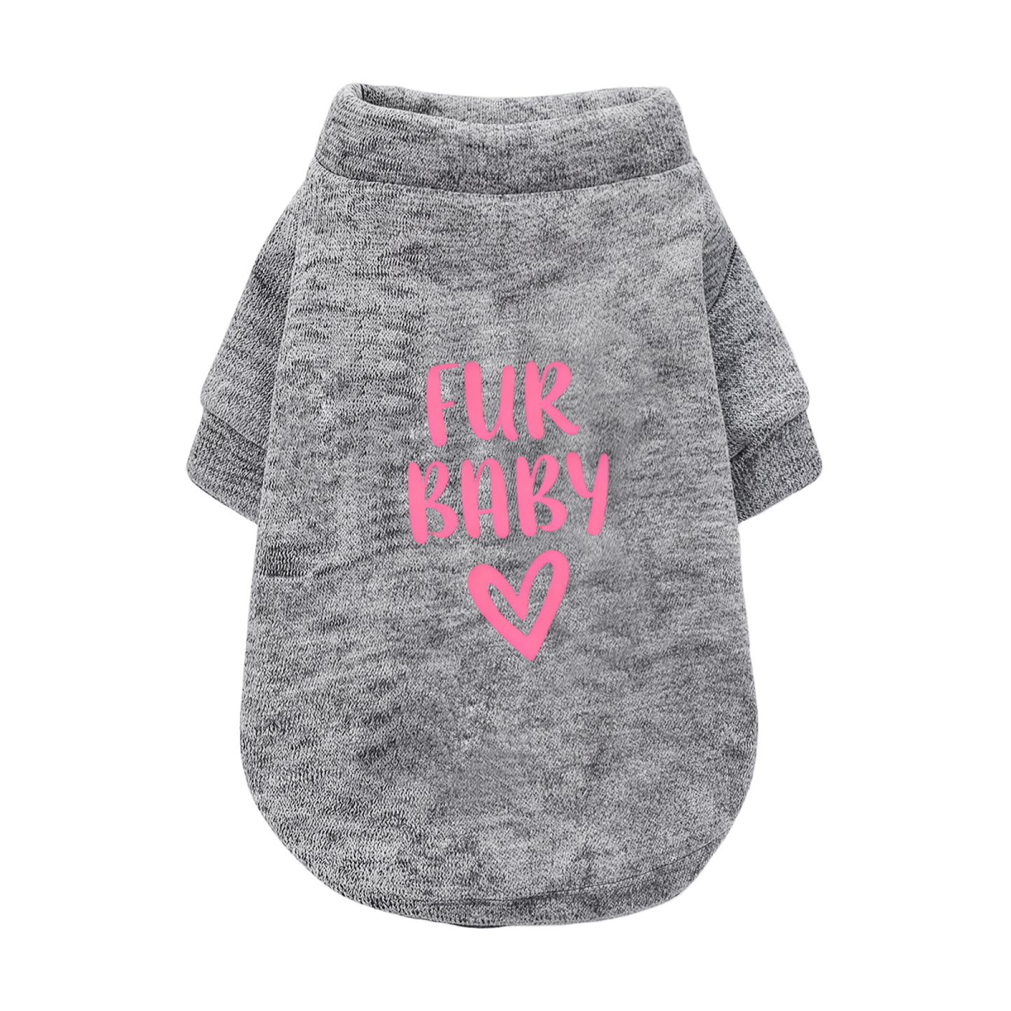 Fur Baby Pink Heart Print White Pet Sweater, Sweet Fur Kid Puppy Top