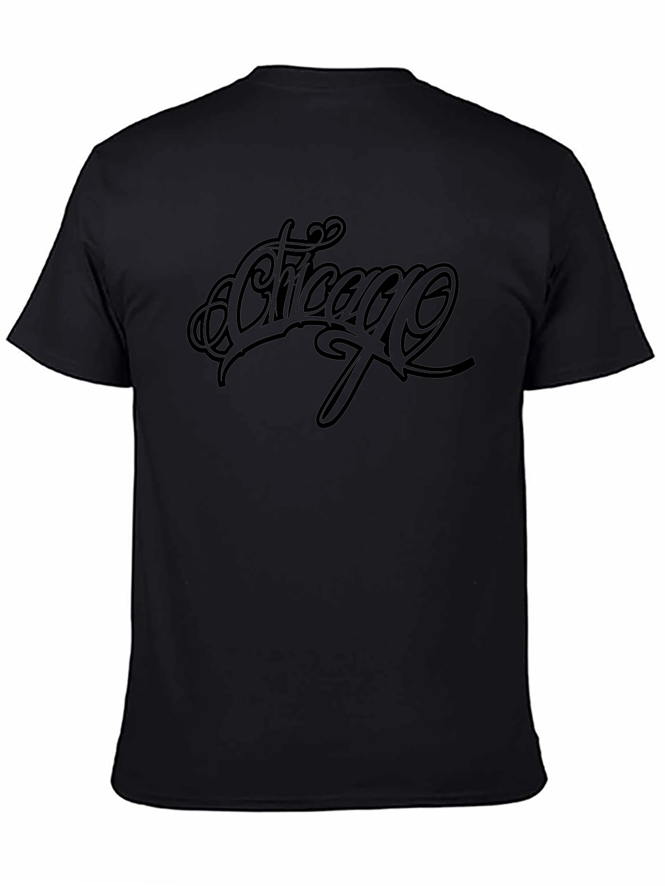 Chicago Script Black Tee - Stylish Graphic T-Shirt