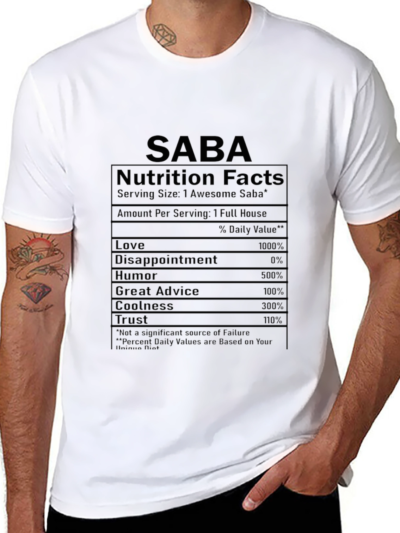 SABA Nutrition Facts Funny T-Shirt
