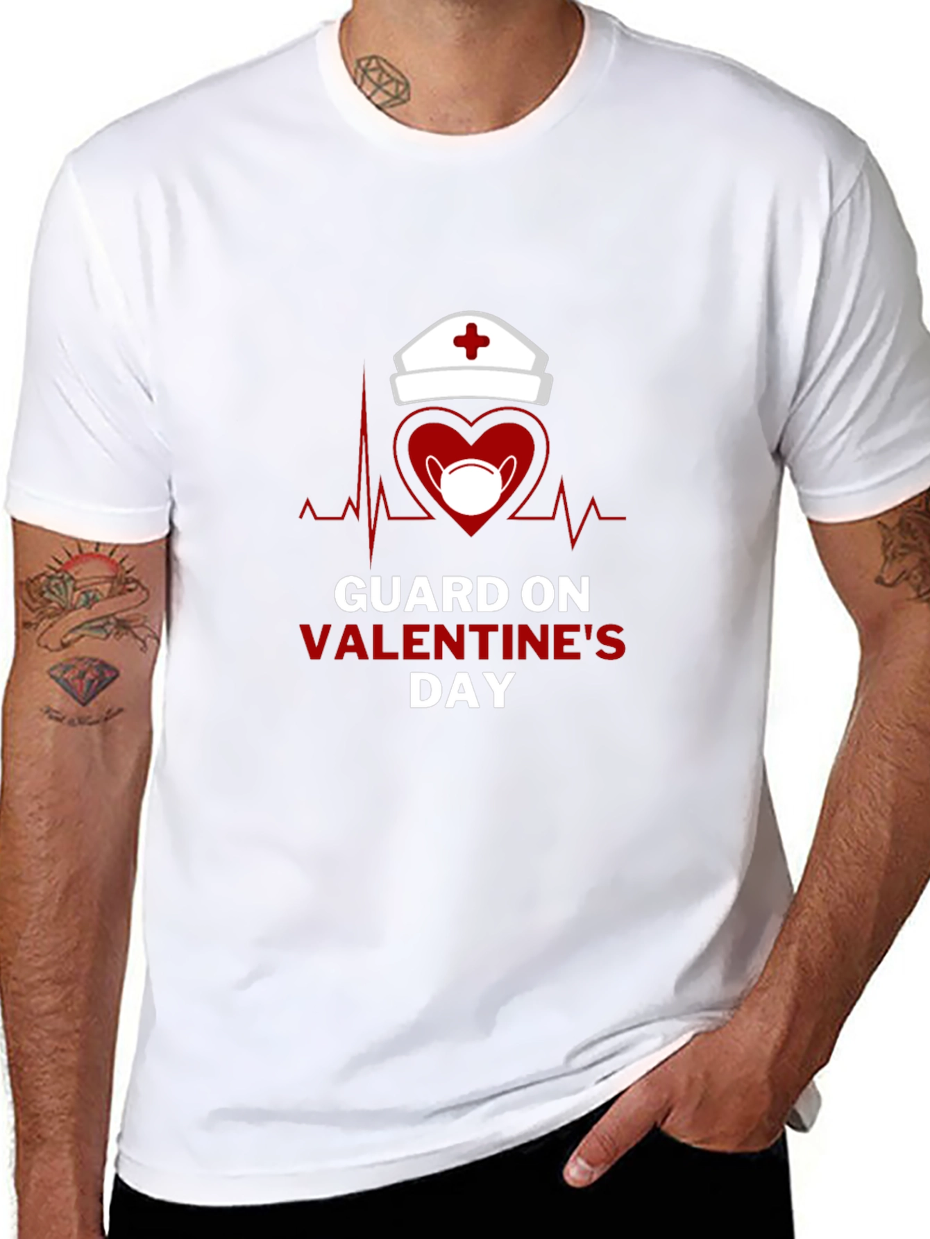 Guard on Valentines Day Black T-Shirt