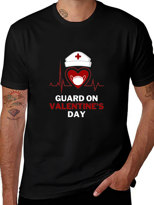 Guard on Valentines Day Black T-Shirt