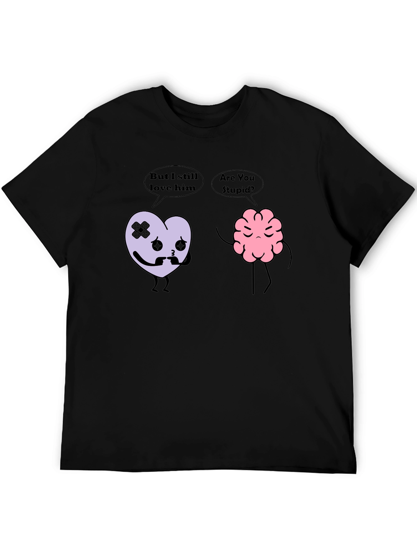 Heart vs Brain Funny Graphic T-Shirt