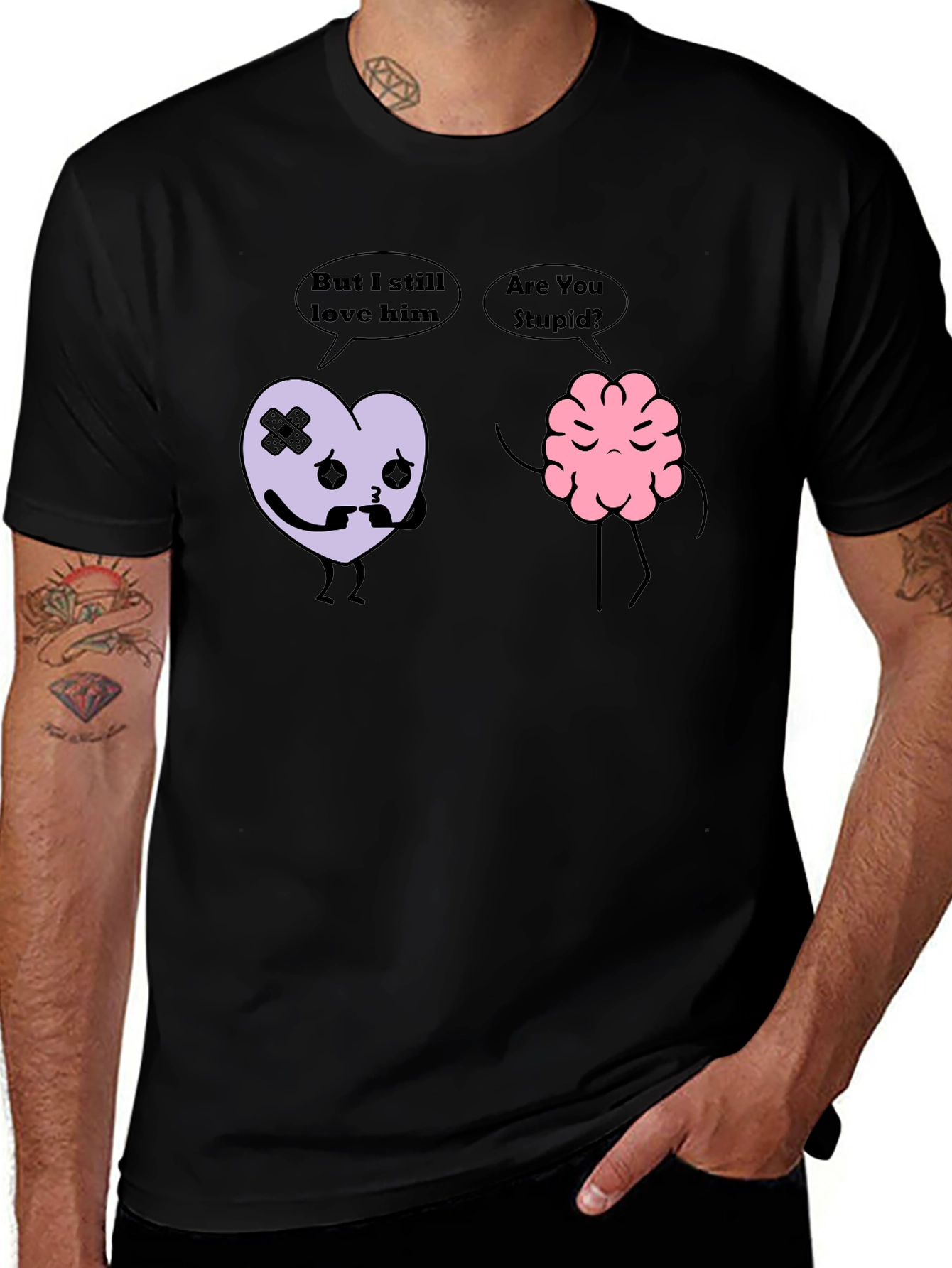 Heart vs Brain Funny Graphic T-Shirt