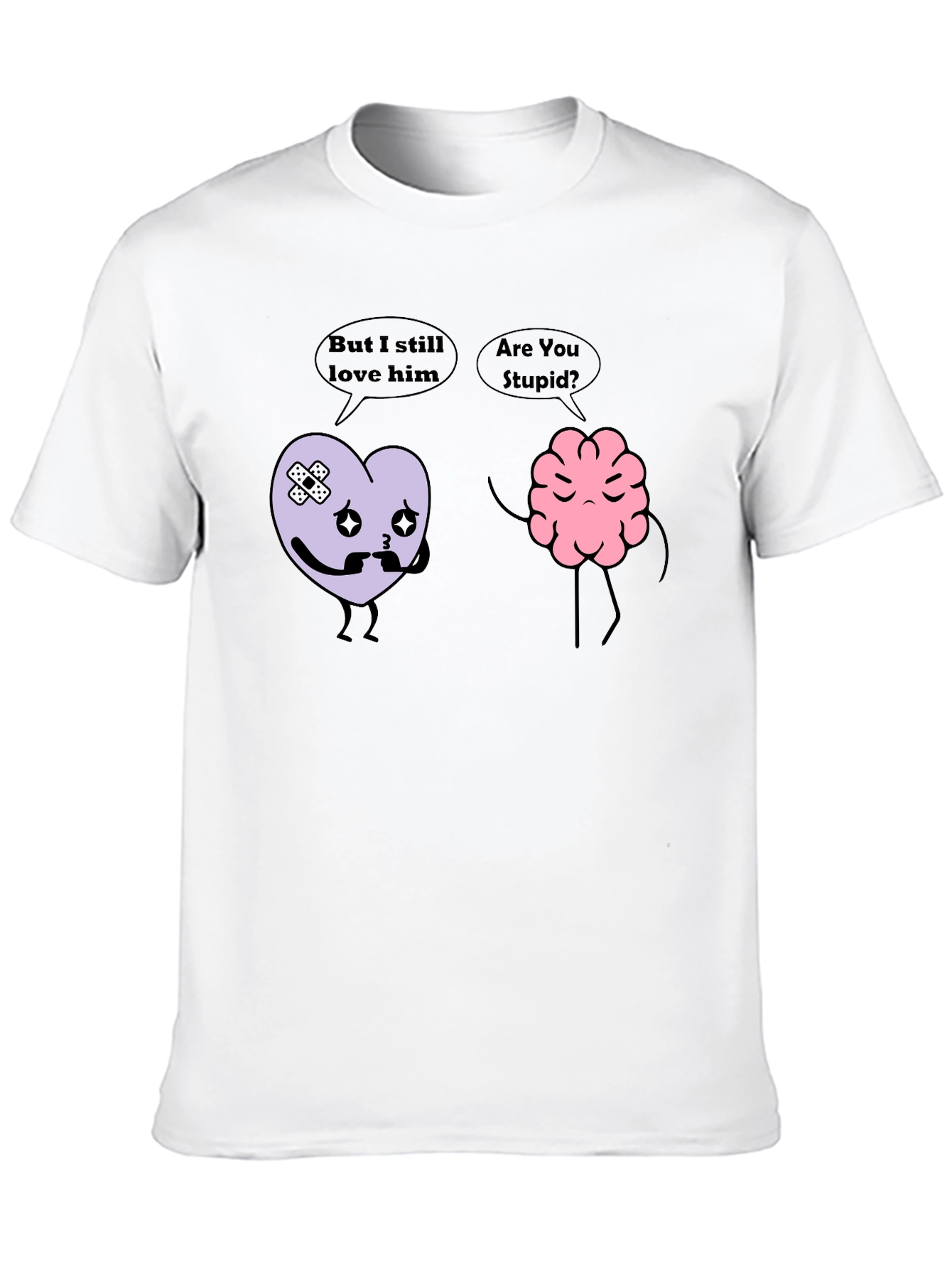 Heart vs Brain Funny Graphic T-Shirt