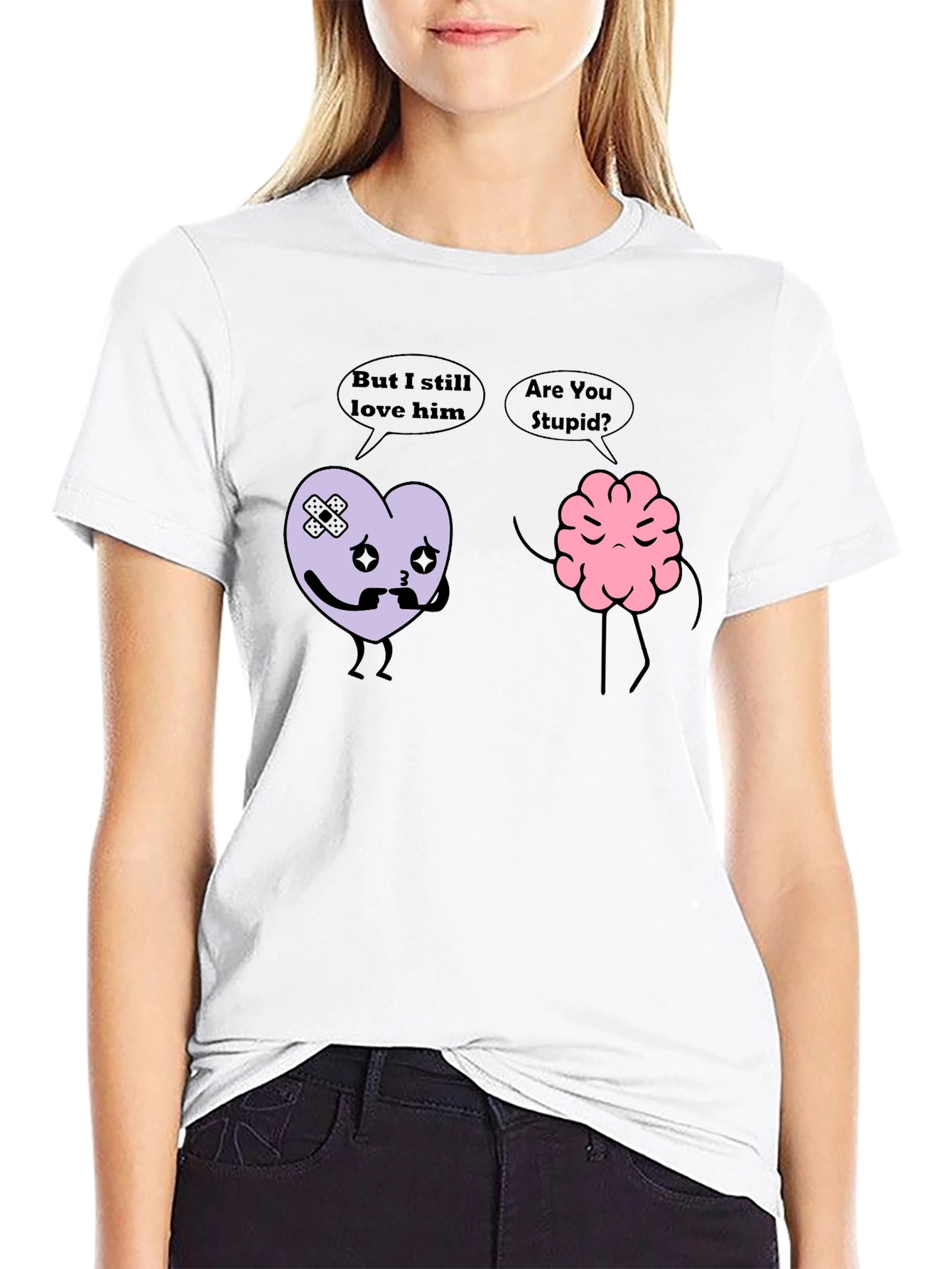 Heart vs Brain Funny Graphic T-Shirt