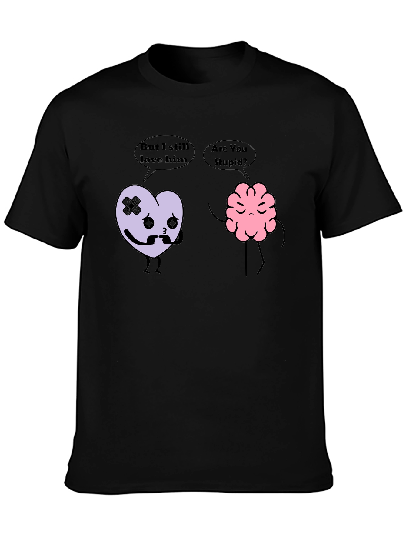 Heart vs Brain Funny Graphic T-Shirt