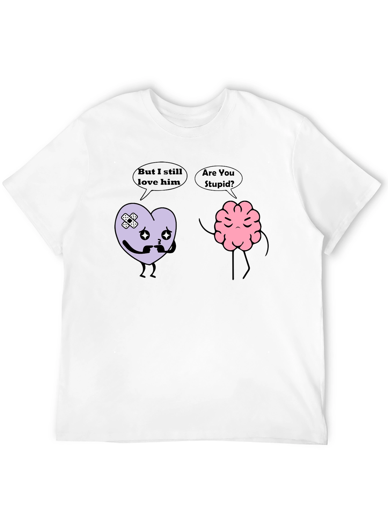Heart vs Brain Funny Graphic T-Shirt