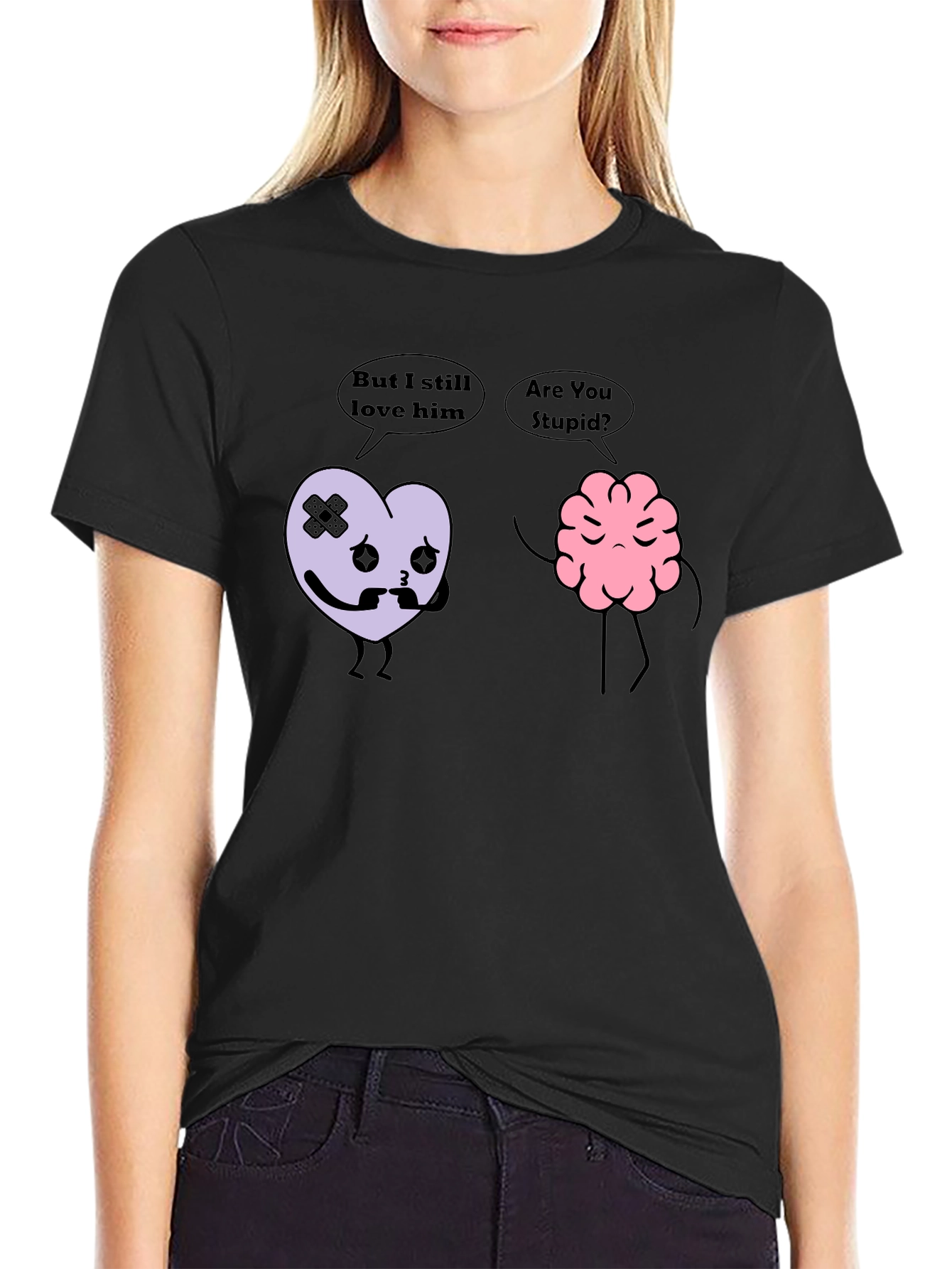 Heart vs Brain Funny Graphic T-Shirt