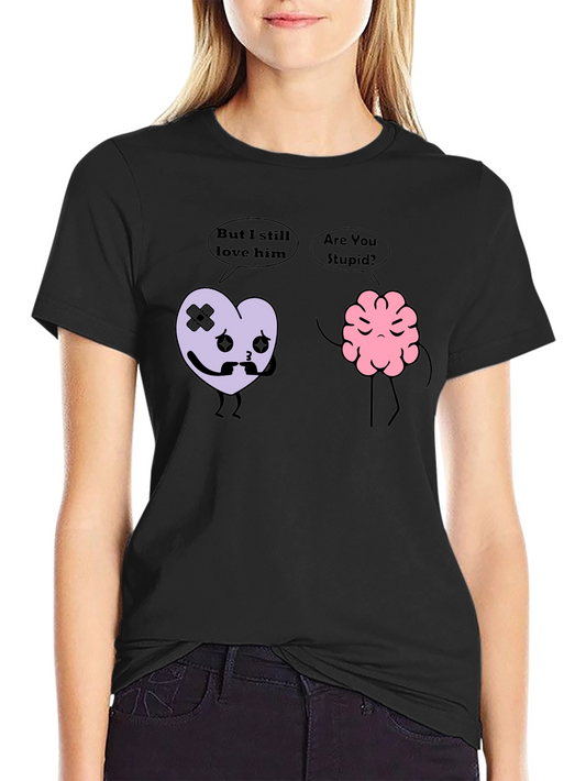Heart vs Brain Funny Graphic T-Shirt