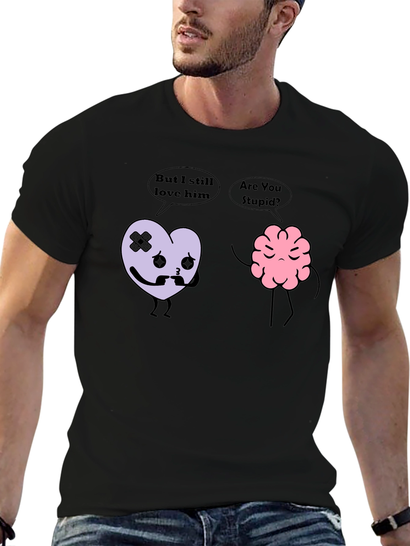 Heart vs Brain Funny Graphic T-Shirt