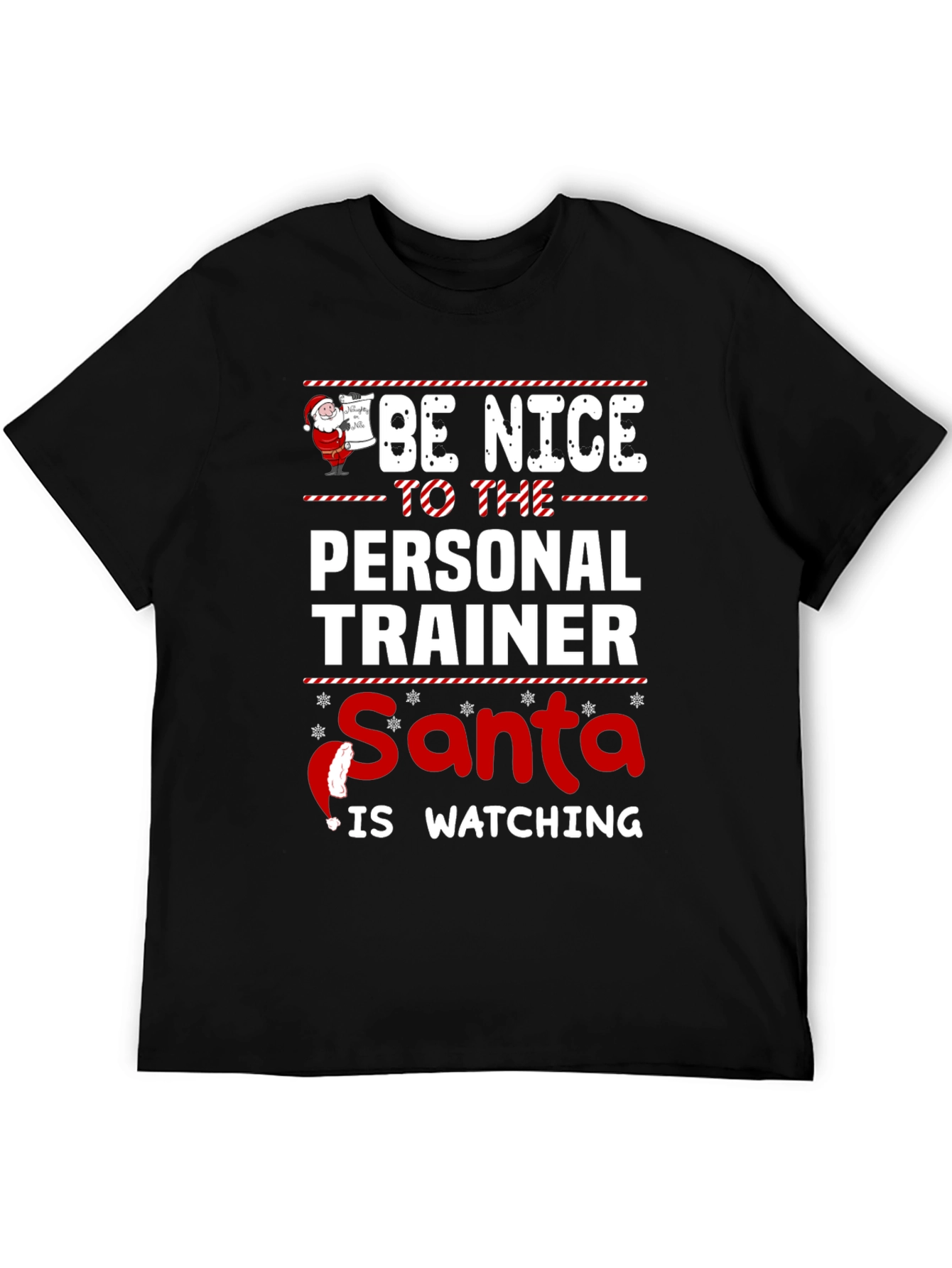 Funny Personal Trainer Santa Watching Christmas T-Shirt