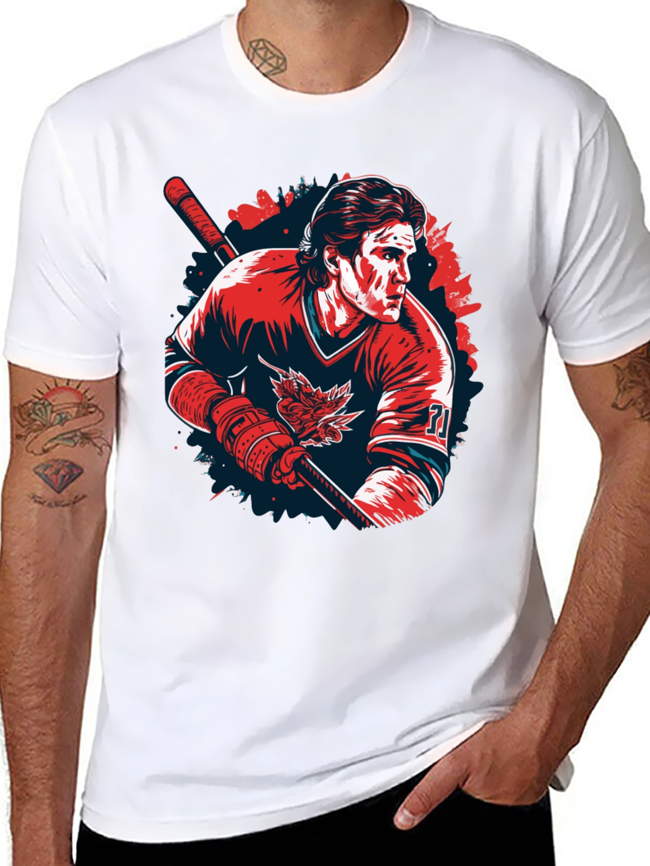 Hockey Player Graphic T-Shirt