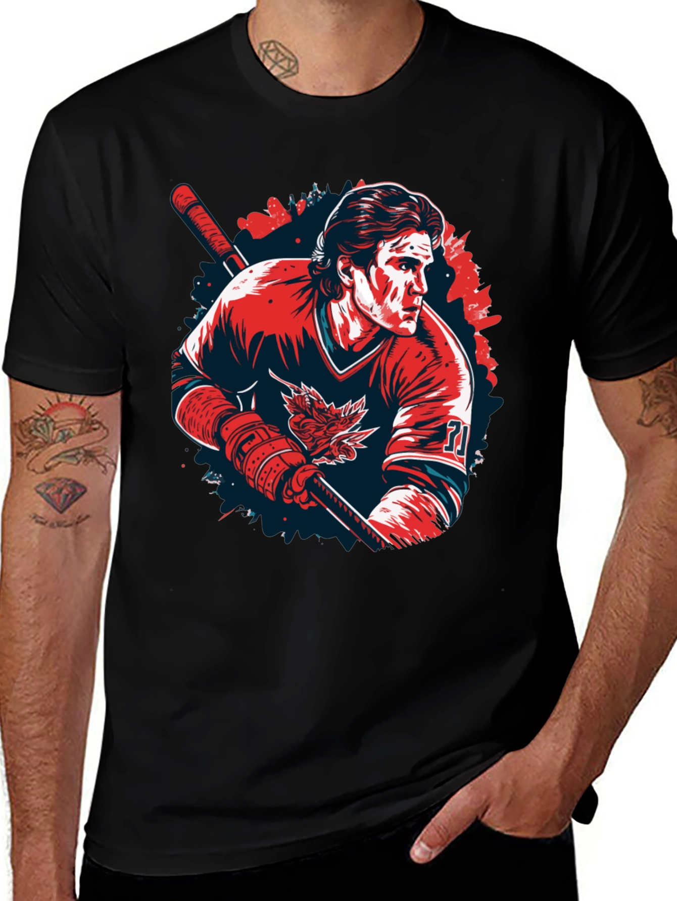 Hockey Player Graphic T-Shirt