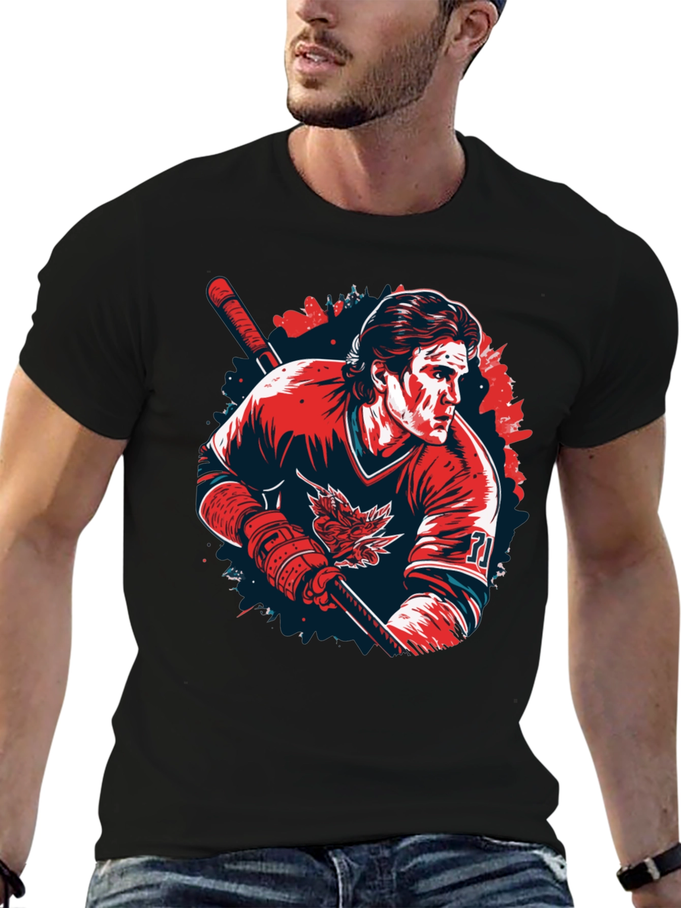 Hockey Player Graphic T-Shirt