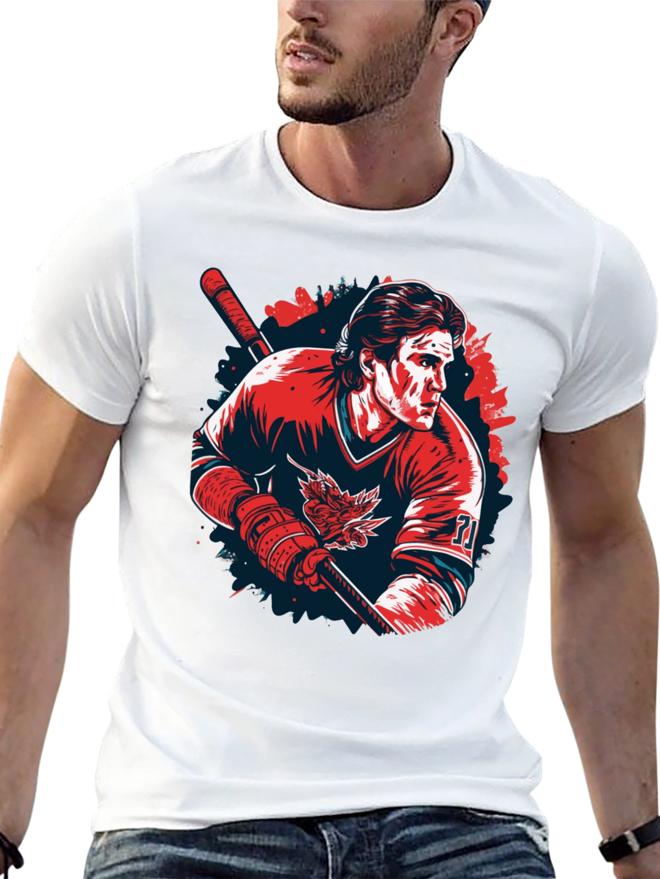 Hockey Player Graphic T-Shirt
