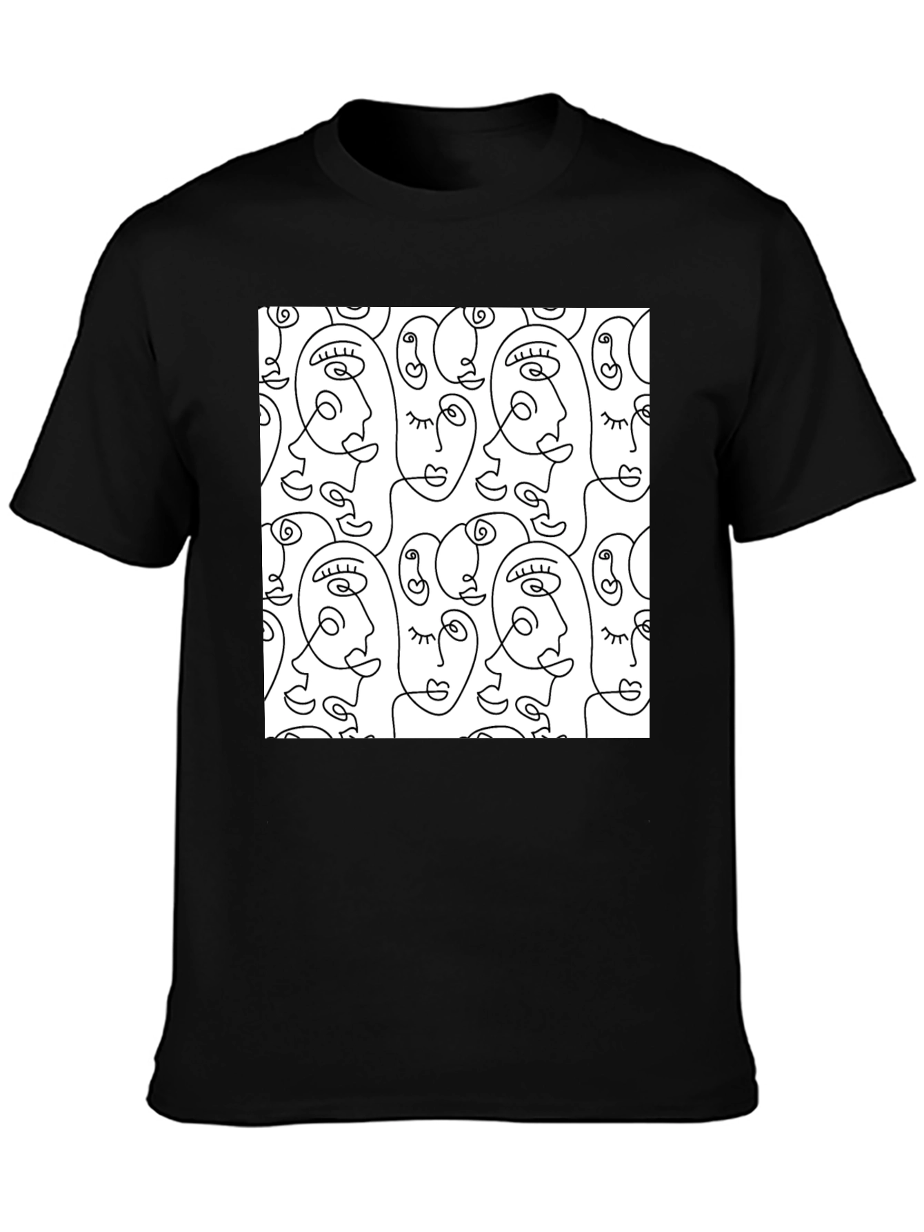 Abstract Face Line Art T-Shirt - Stylish Graphic Tee