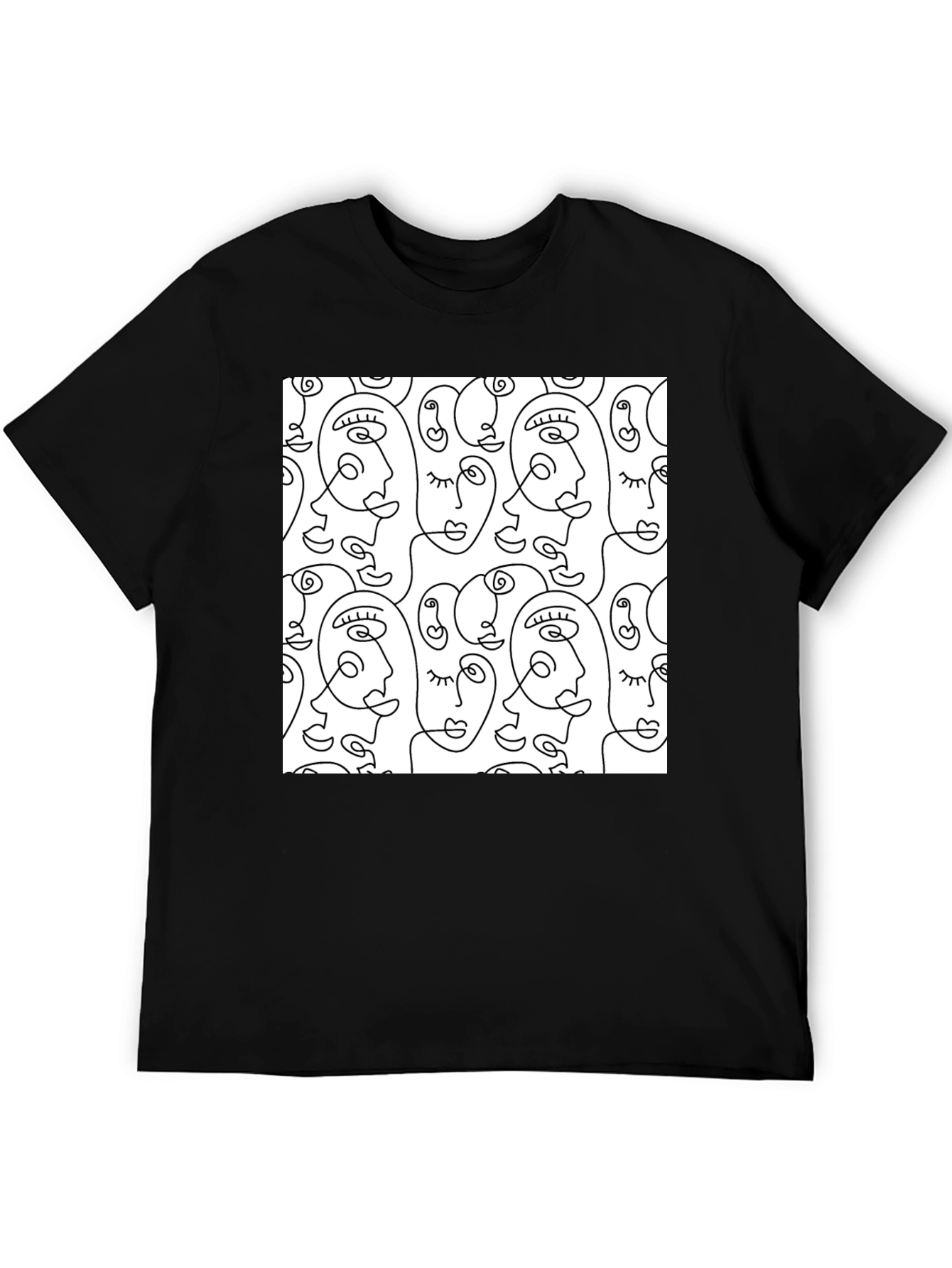 Abstract Face Line Art T-Shirt - Stylish Graphic Tee