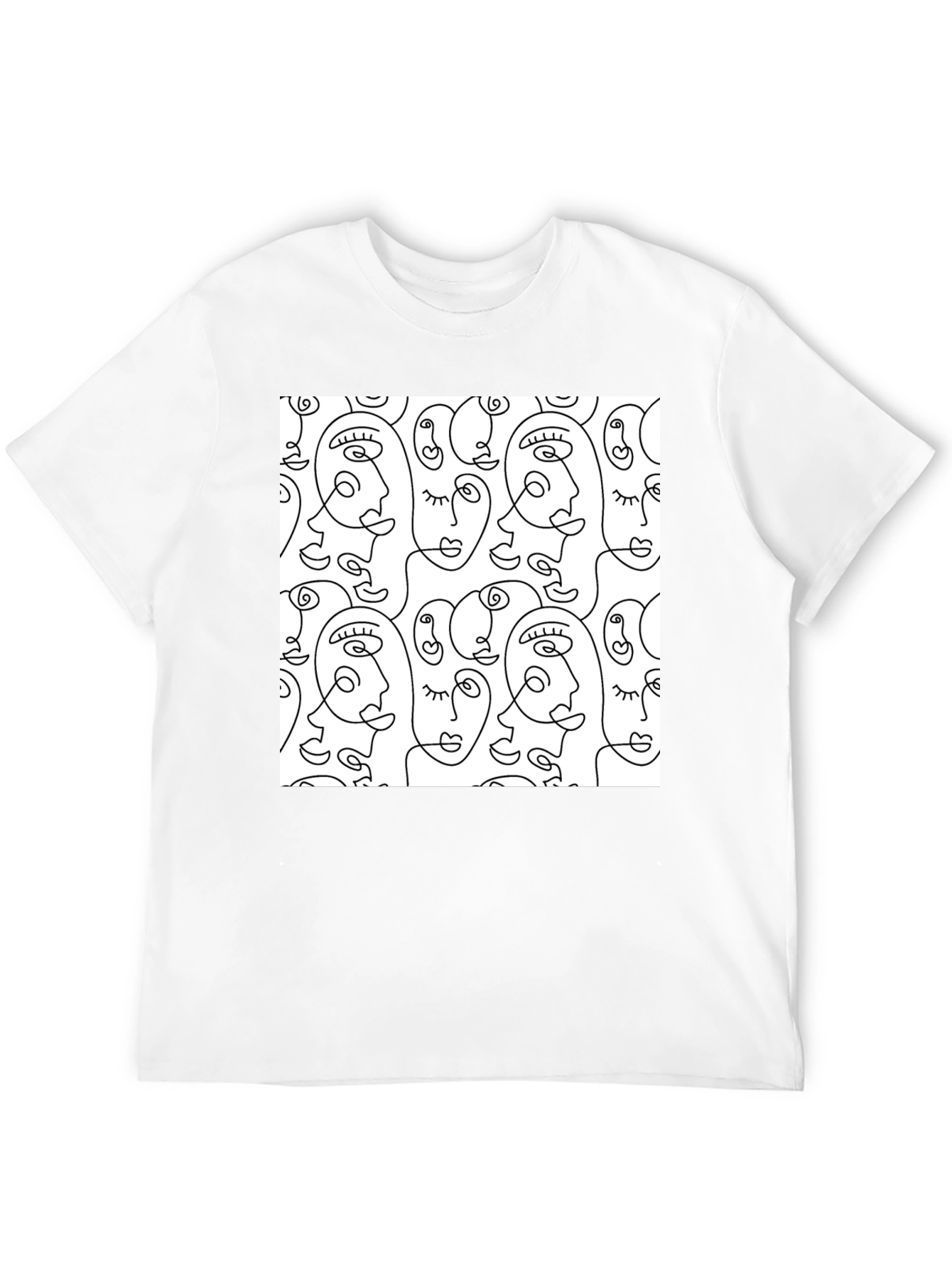 Abstract Face Line Art T-Shirt - Stylish Graphic Tee