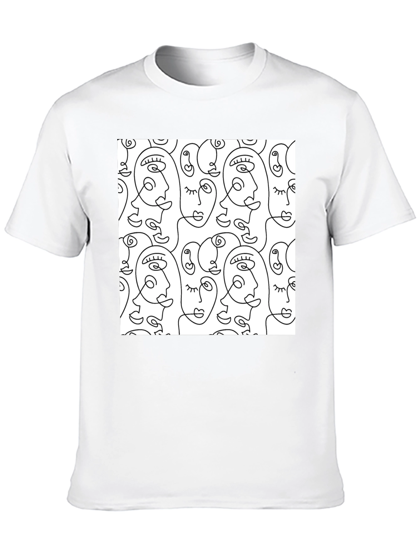 Abstract Face Line Art T-Shirt - Stylish Graphic Tee