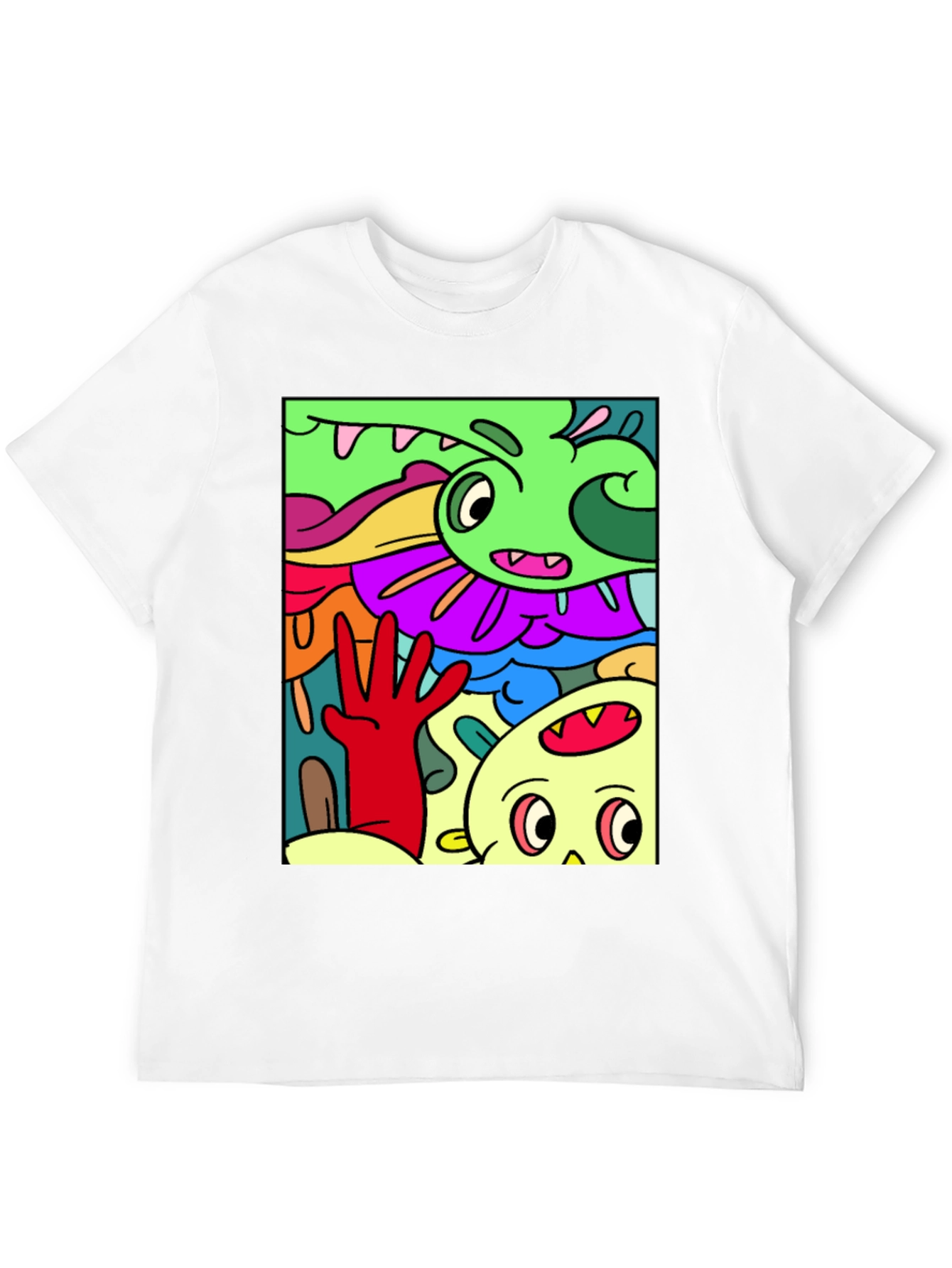 Cartoon Doodle Graphic T-Shirt - Quirky Streetwear
