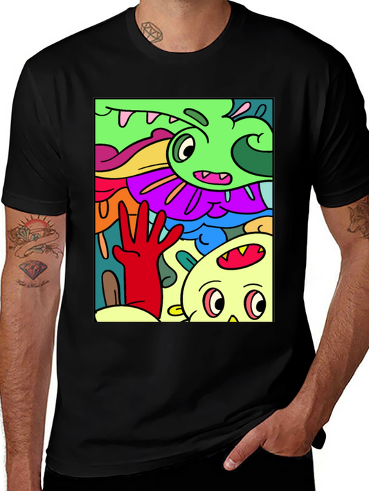 Cartoon Doodle Graphic T-Shirt - Quirky Streetwear