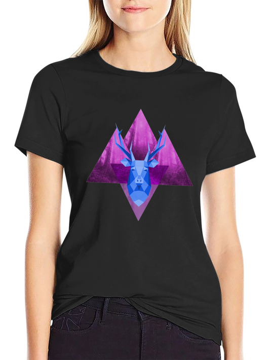 Geometric Deer Graphic Tee - Unique Style