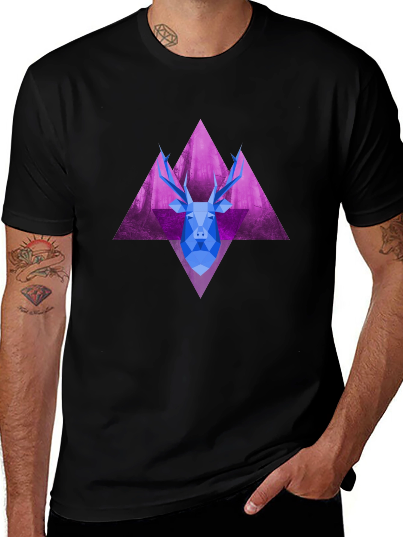 Geometric Deer Graphic Tee - Unique Style