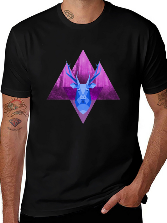Geometric Deer Graphic Tee - Unique Style