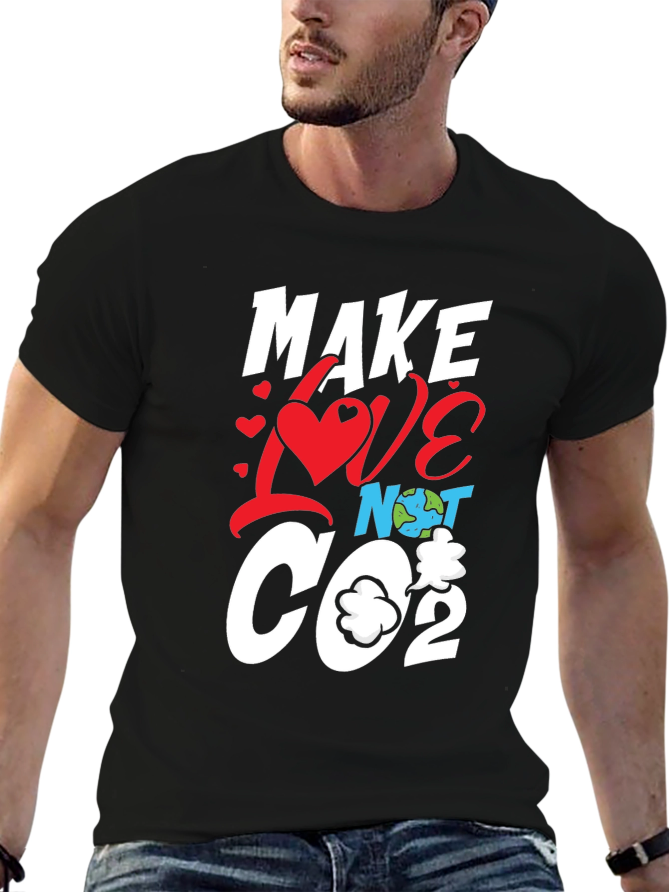 Make Love Not CO2 Graphic Tee - Eco-Friendly Design