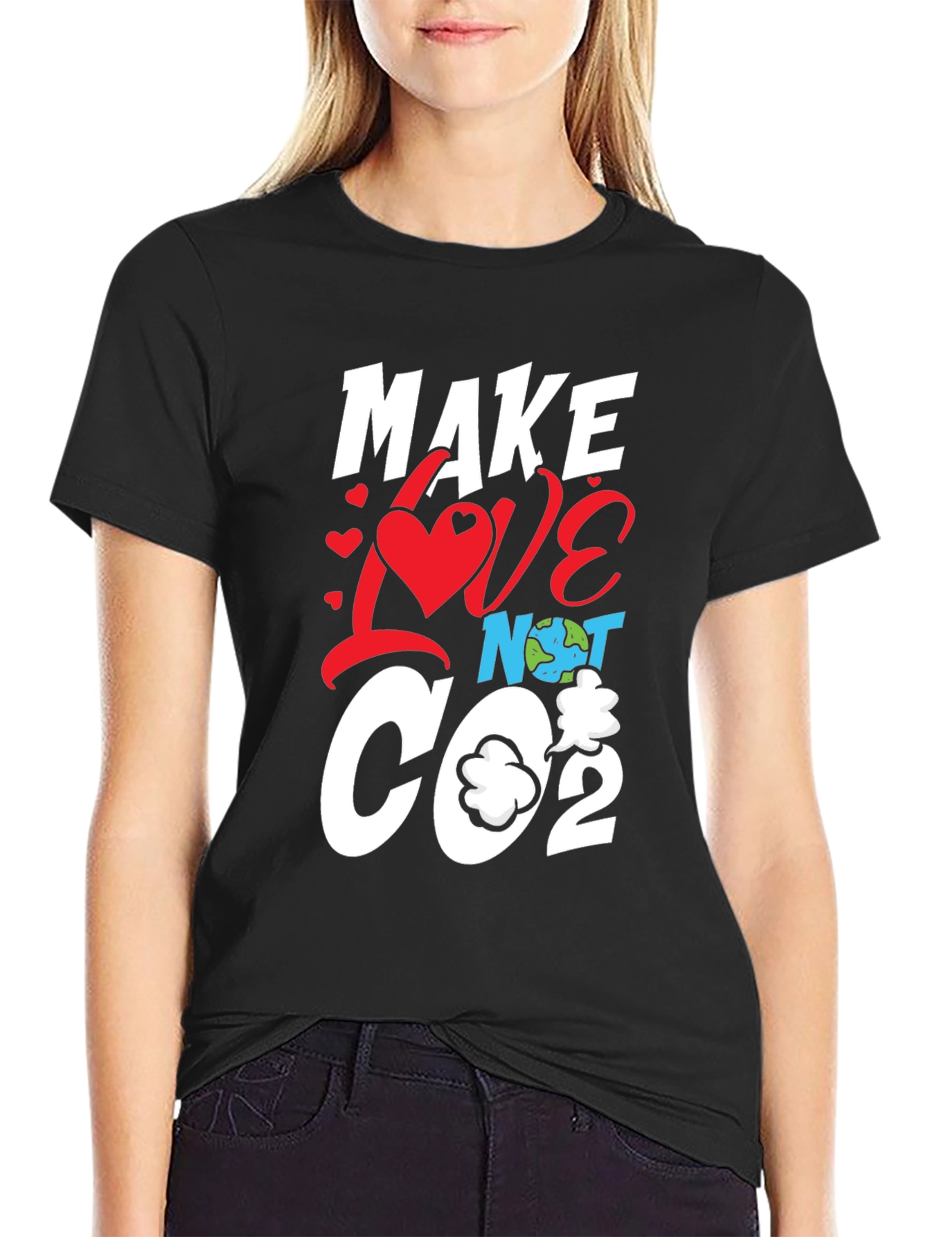 Make Love Not CO2 Graphic Tee - Eco-Friendly Design