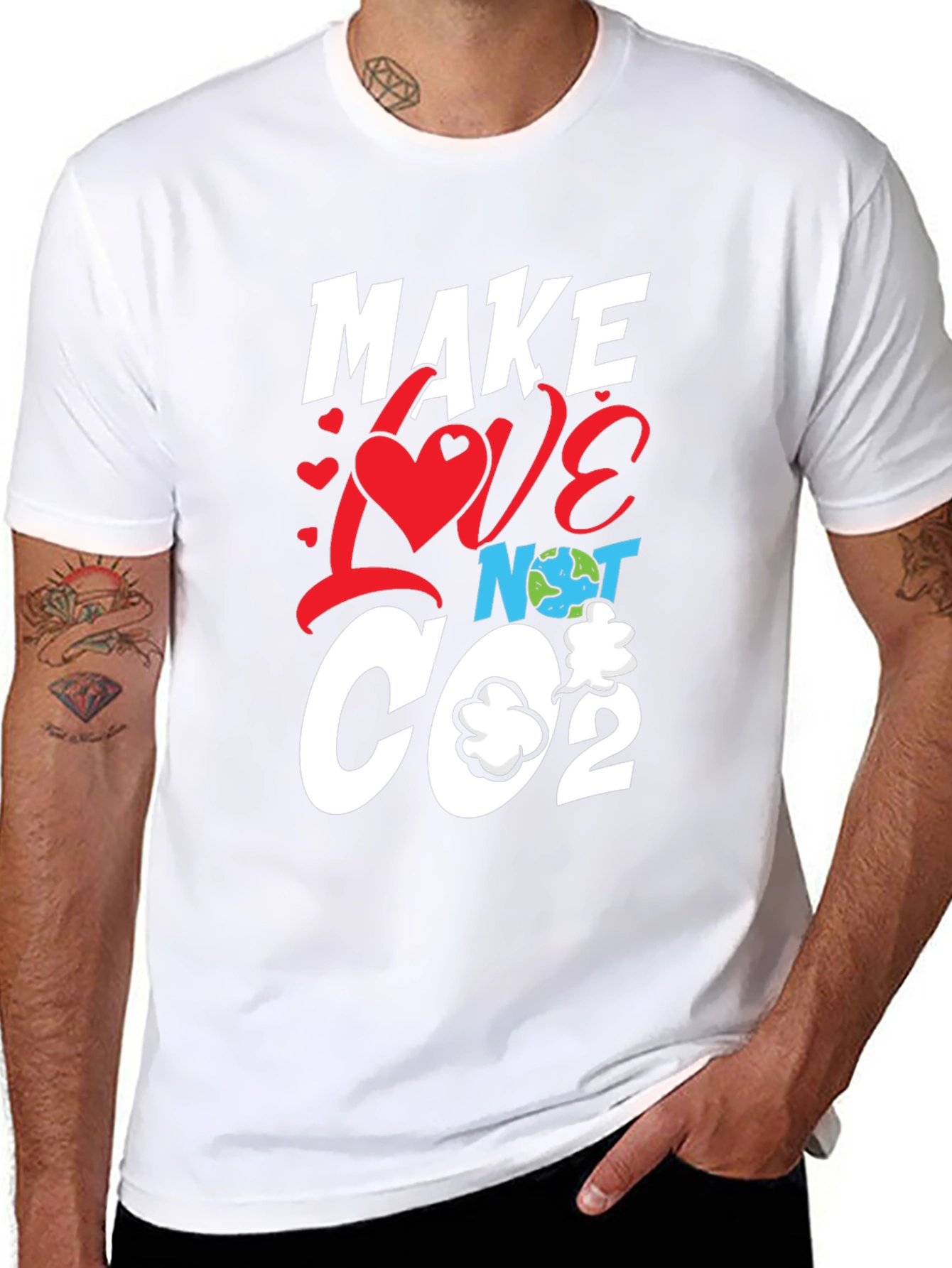 Make Love Not CO2 Graphic Tee - Eco-Friendly Design