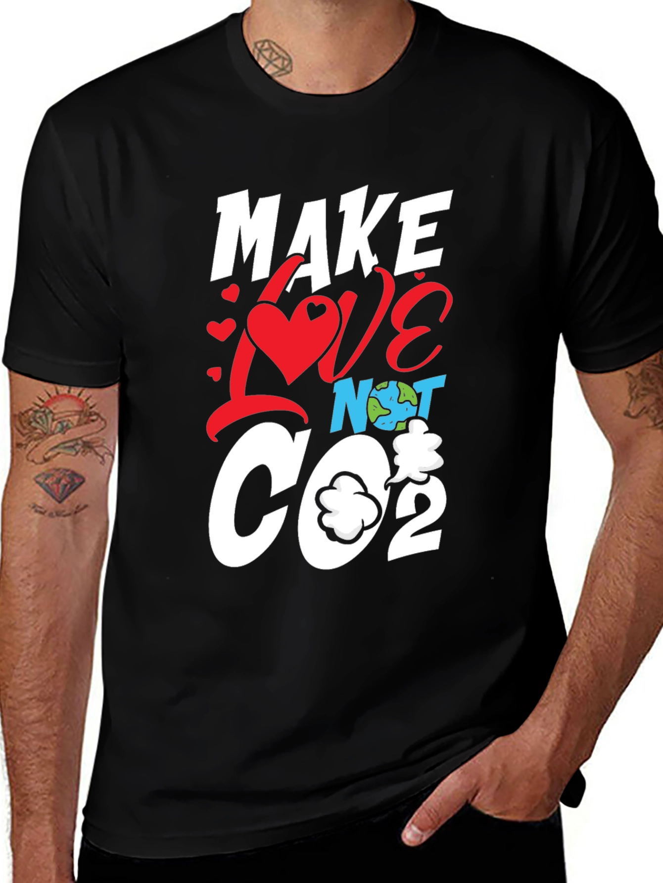 Make Love Not CO2 Graphic Tee - Eco-Friendly Design