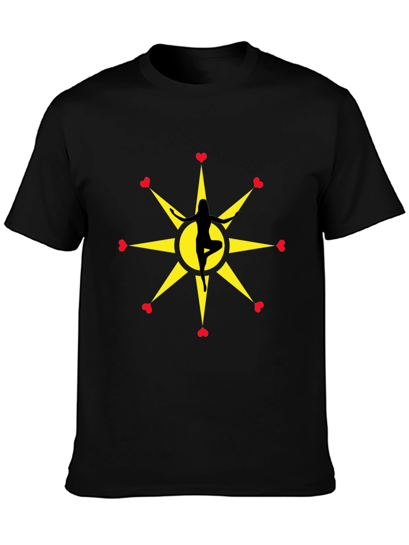Yoga Love Star Graphic Tee - Black Unisex T-Shirt