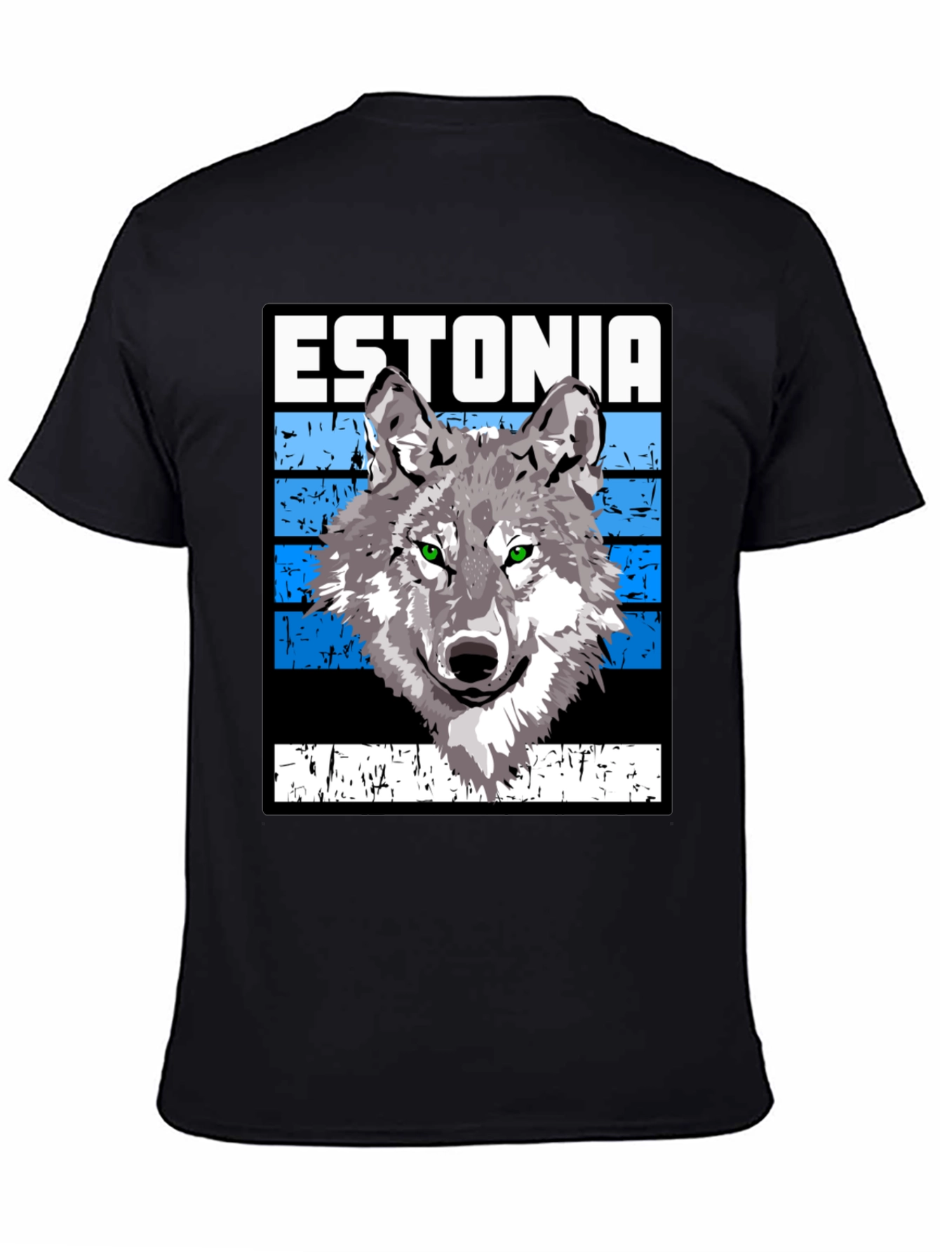 Estonia Wolf Graphic T-Shirt - Unisex Black Tee