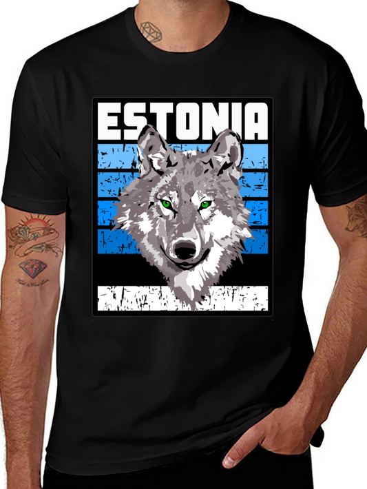 Estonia Wolf Graphic T-Shirt - Unisex Black Tee