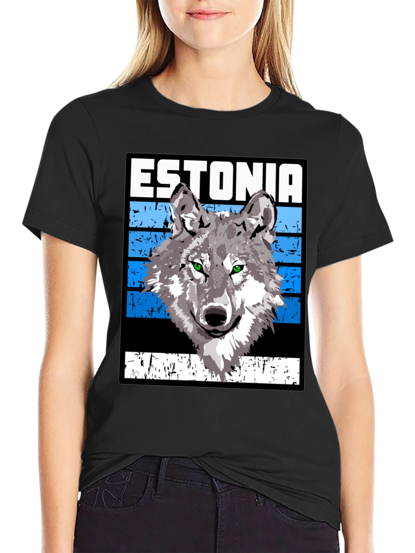 Estonia Wolf Graphic T-Shirt - Unisex Black Tee