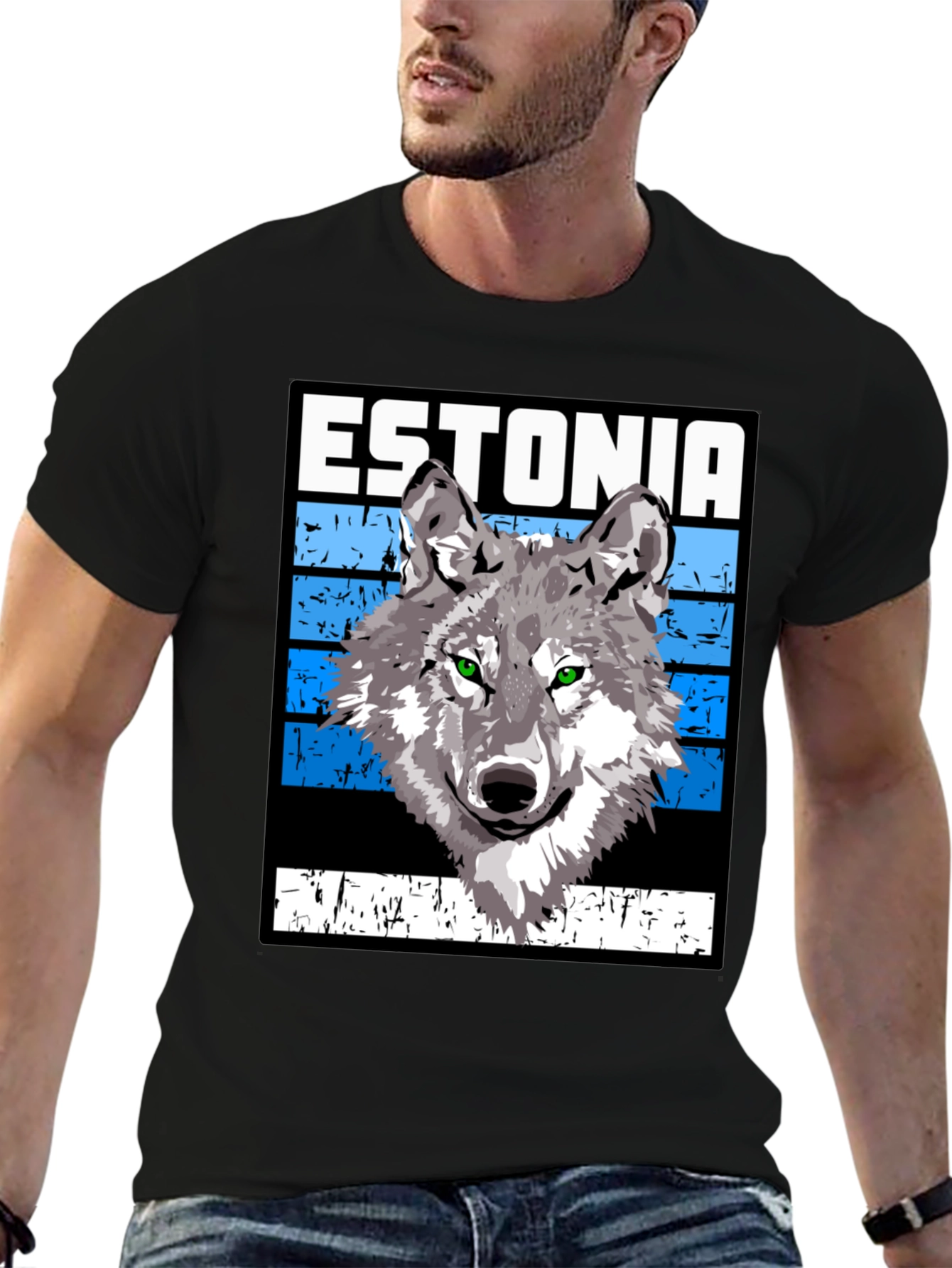 Estonia Wolf Graphic T-Shirt - Unisex Black Tee