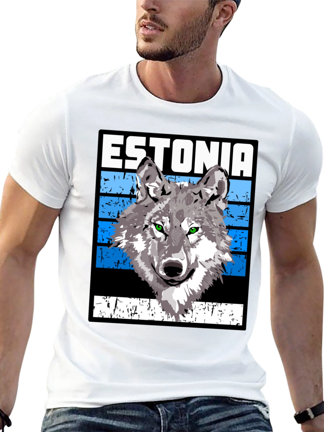 Estonia Wolf Graphic T-Shirt - Unisex Black Tee