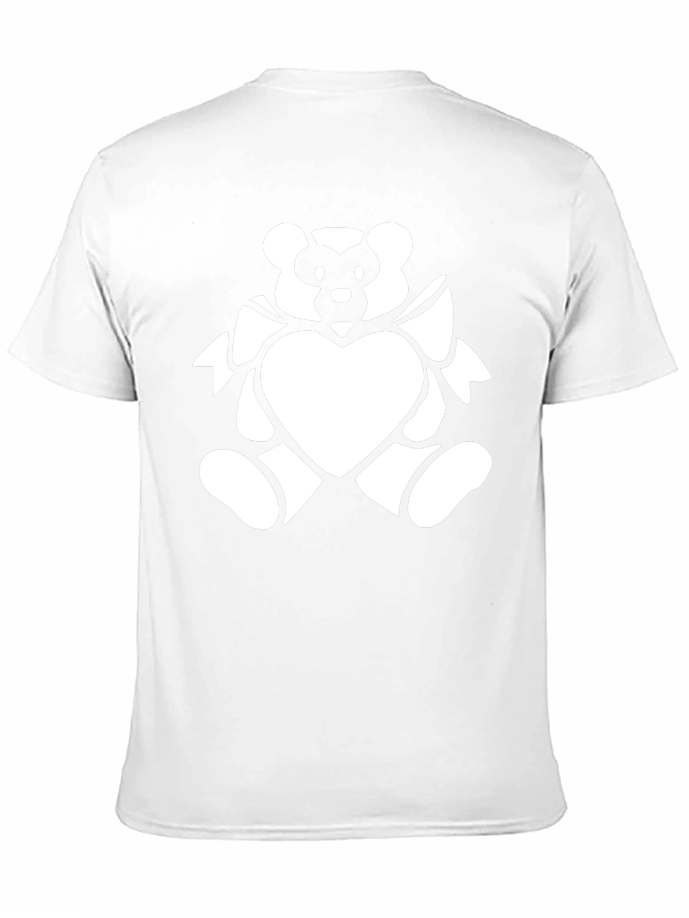 Black T-Shirt with White Bear Heart Graphic