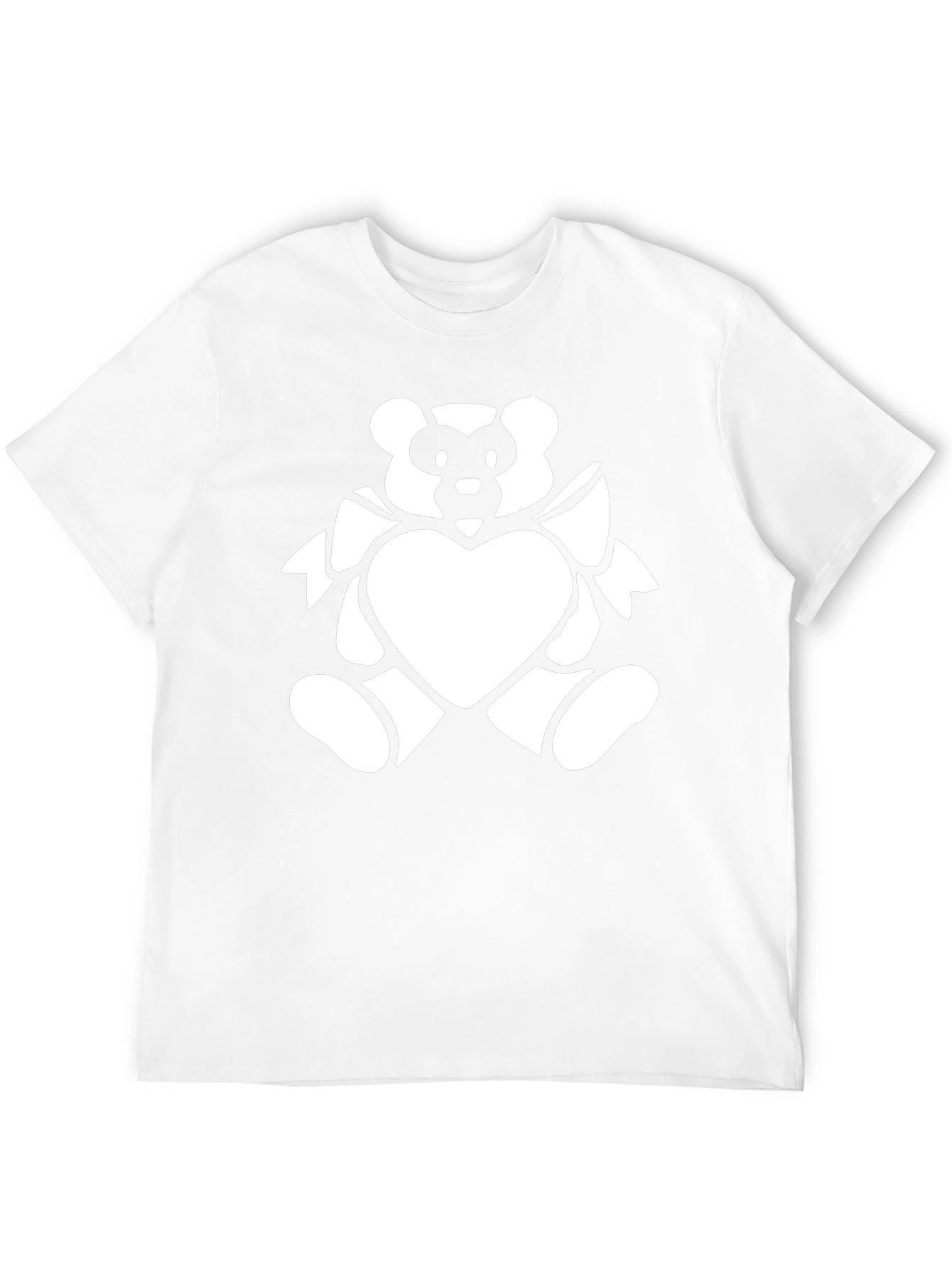 Black T-Shirt with White Bear Heart Graphic