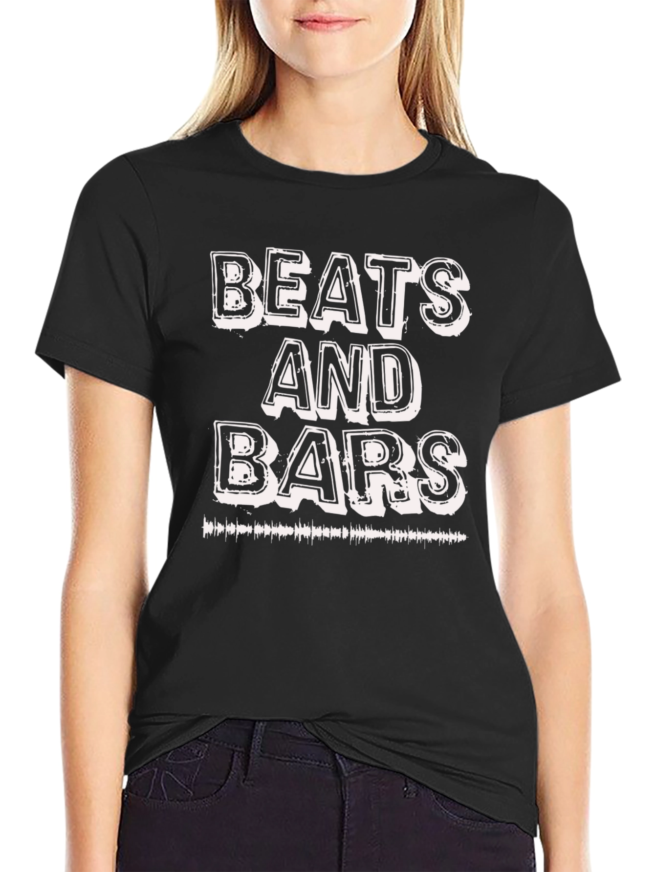 Beats and Bars Graphic Print Black T-Shirt