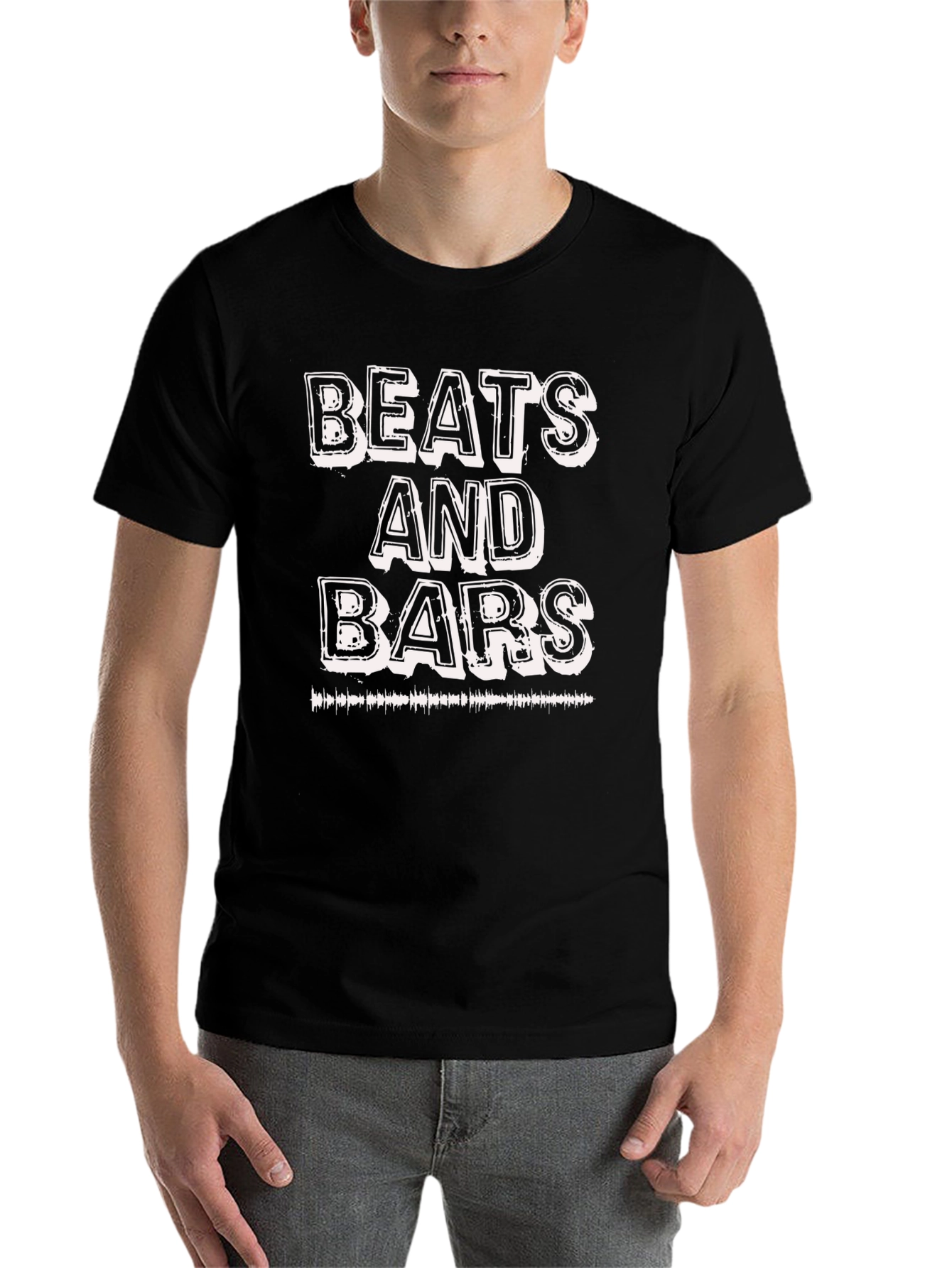 Beats and Bars Graphic Print Black T-Shirt