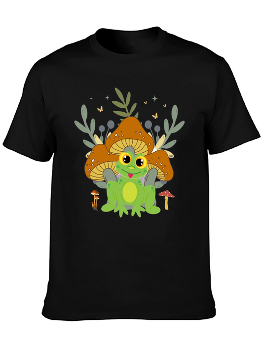 Frog & Mushroom T-Shirt - Cute Graphic Tee