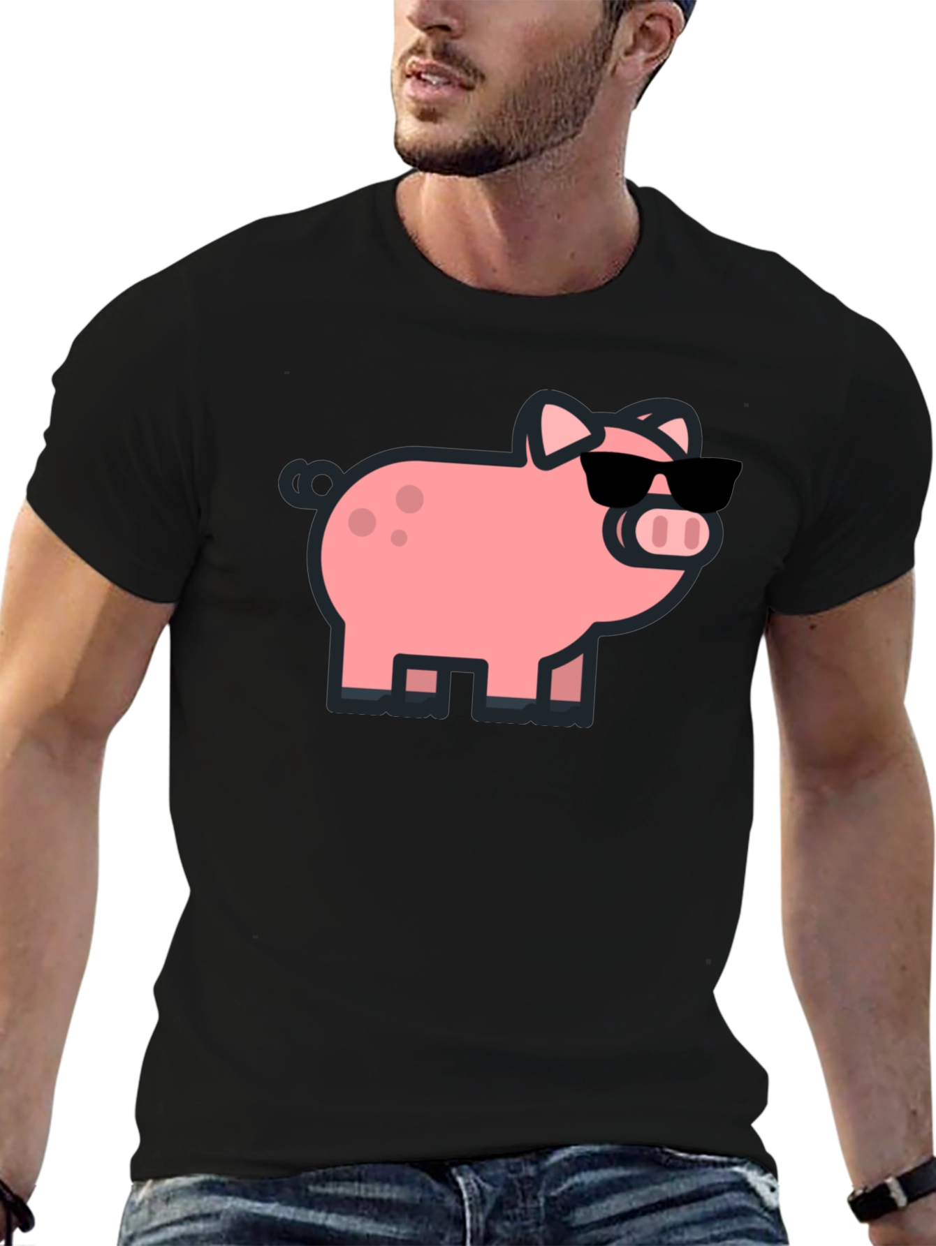 Cool Pig Graphic Tee - Black Cotton T-Shirt