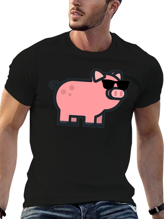 Cool Pig Graphic Tee - Black Cotton T-Shirt