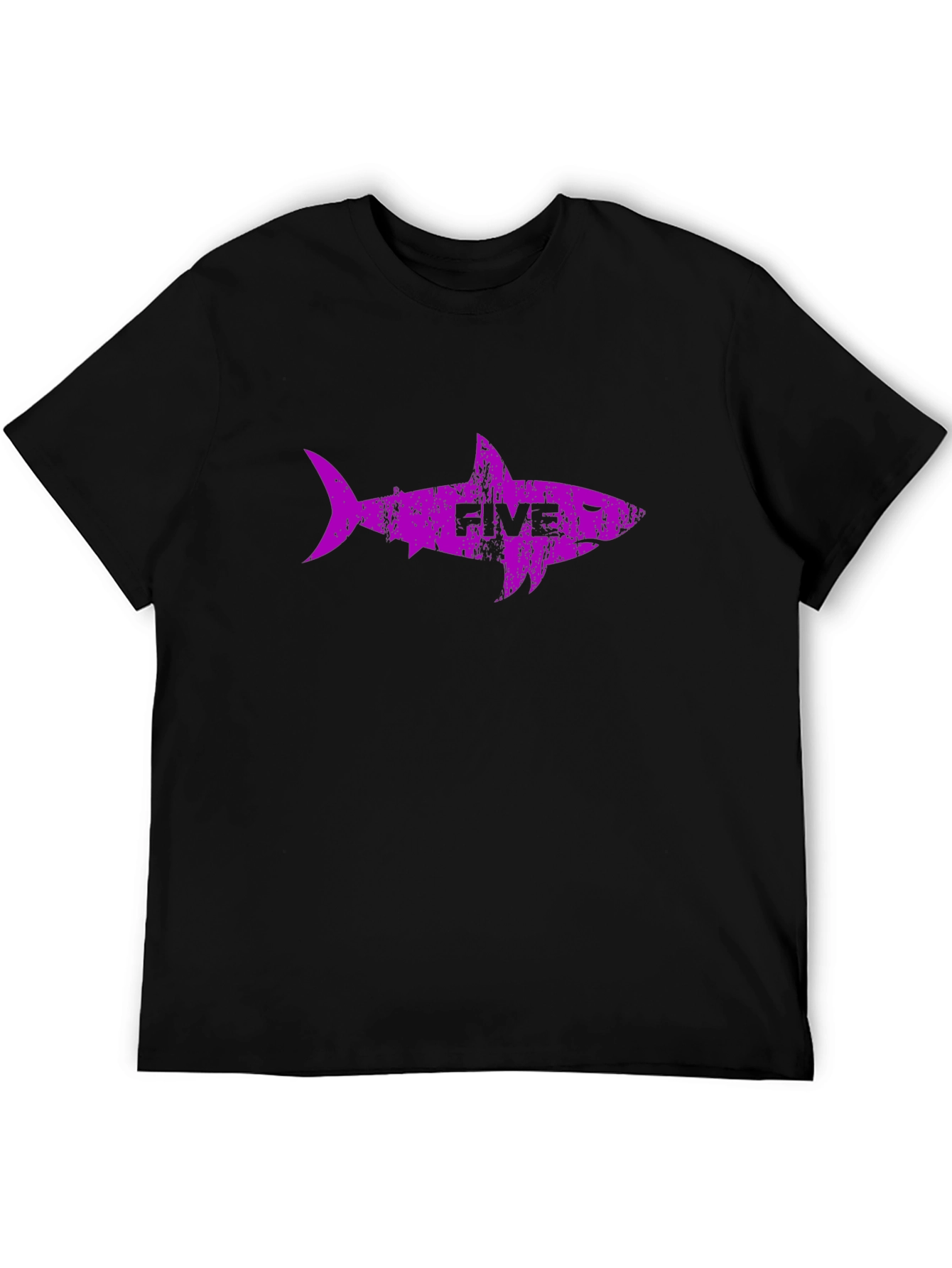 Purple Shark Five Black T-Shirt