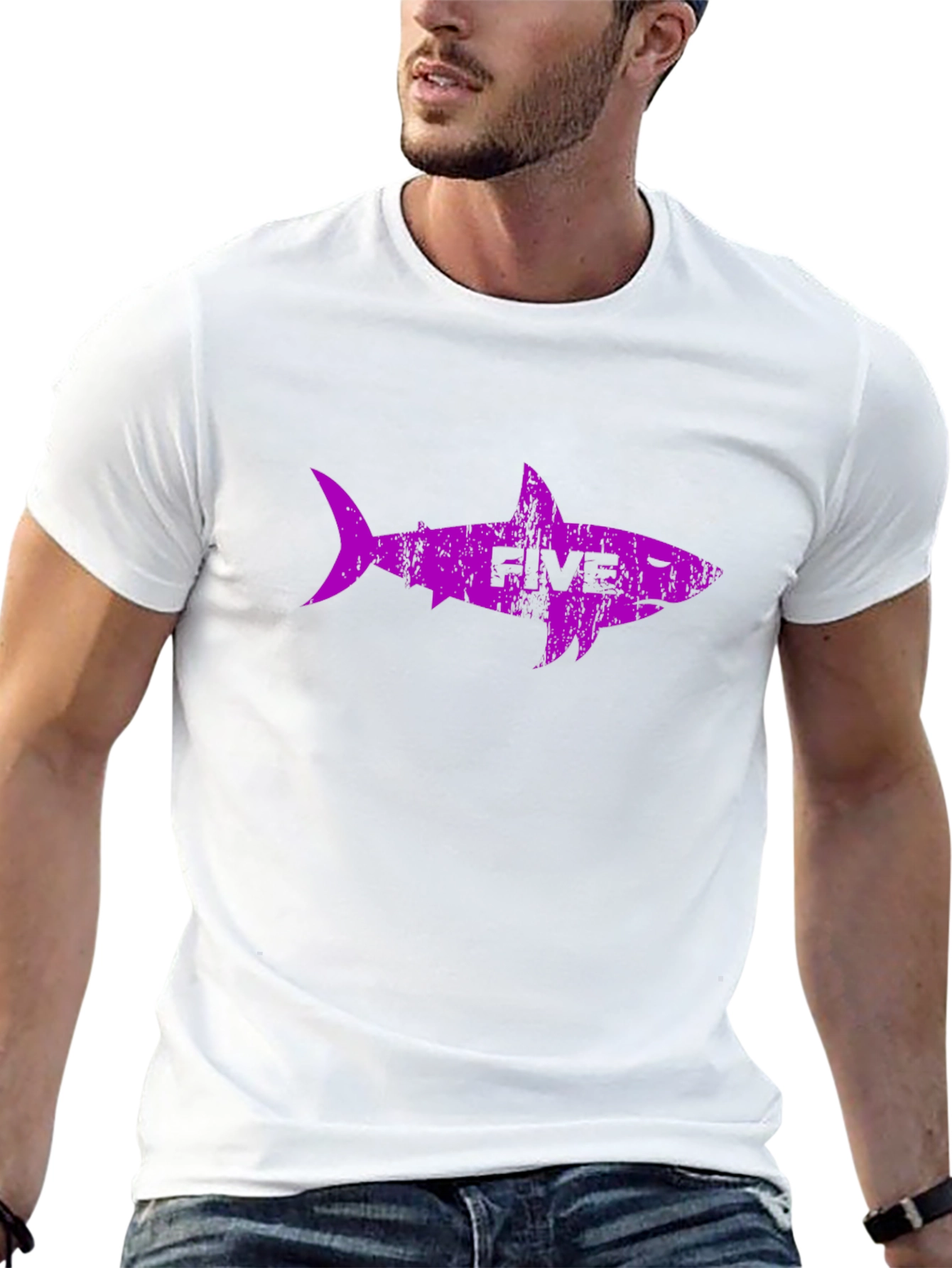 Purple Shark Five Black T-Shirt