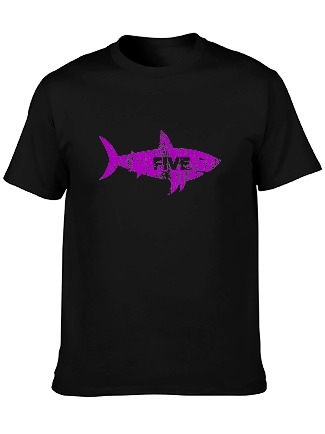 Purple Shark Five Black T-Shirt